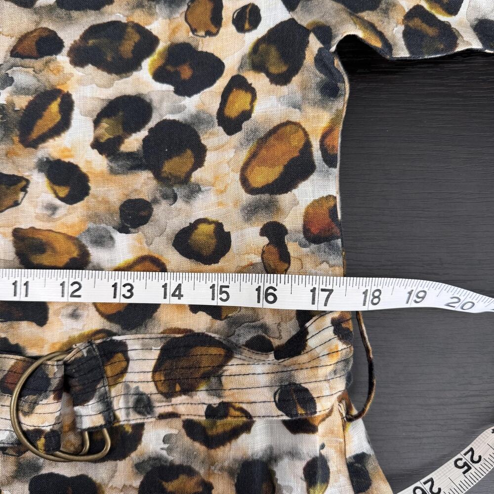Karina Grimaldi Dress Women XS Leopard Shirt Belted Snap Long Sleeve Boho - Picture 9 of 11